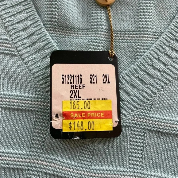 NWT Bobby Jones V-Neck Golf Sweater Light  Blue Turquoise size XXL - Picture 13 of 13